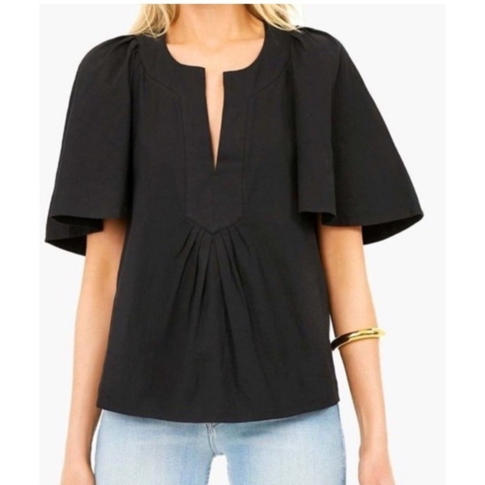 Tuckernuck Pomander‎ Place Black Finley Flutter Sleeve Top Oversized, Size Small